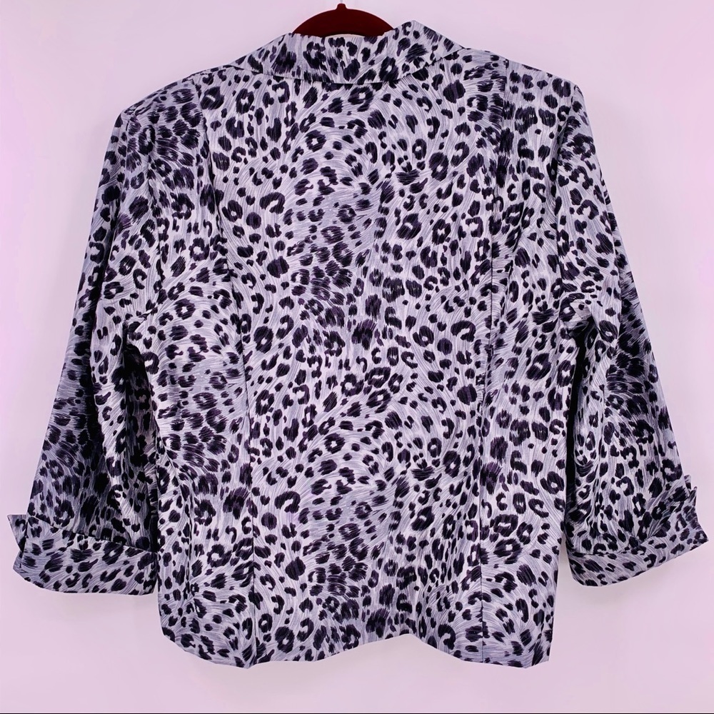 Sag Harbor Gray Animal Print 3/4 Sleeve Jacket 16 - Picture 4 of 7
